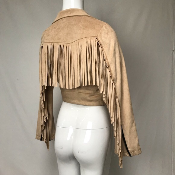 LF Jackets & Blazers - Jaase Faux Suede Fringe Jacket (tan)